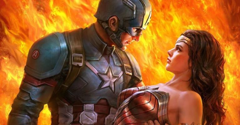 Capitán América y Wonder Woman se destacan en un impresionante póster de fans de DC/Marvel.